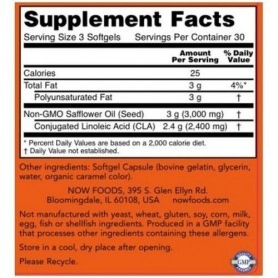 NOW Foods - CLA 800 mg Softgels 90 tabs Now foods
